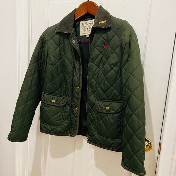 Jack Wills Dark Green Olive Nylon Quilted Jacket US 4 /UK 8 British Countryside - Picture 13 of 16